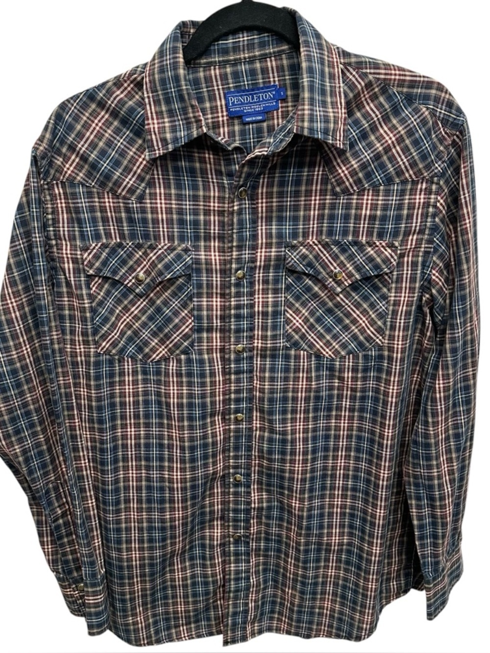 Pendleton men’s pearl snap western button up shirt size small plaid
